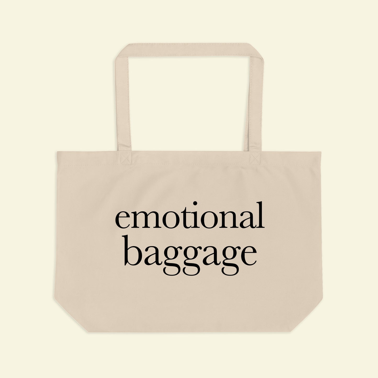 Emotional Baggage Tote Bag Beige(Large) Dreamer Store baggage beige big black dreamer store dreamerstore dreamerstorenet earth emotional damage funny instagram large tote bag