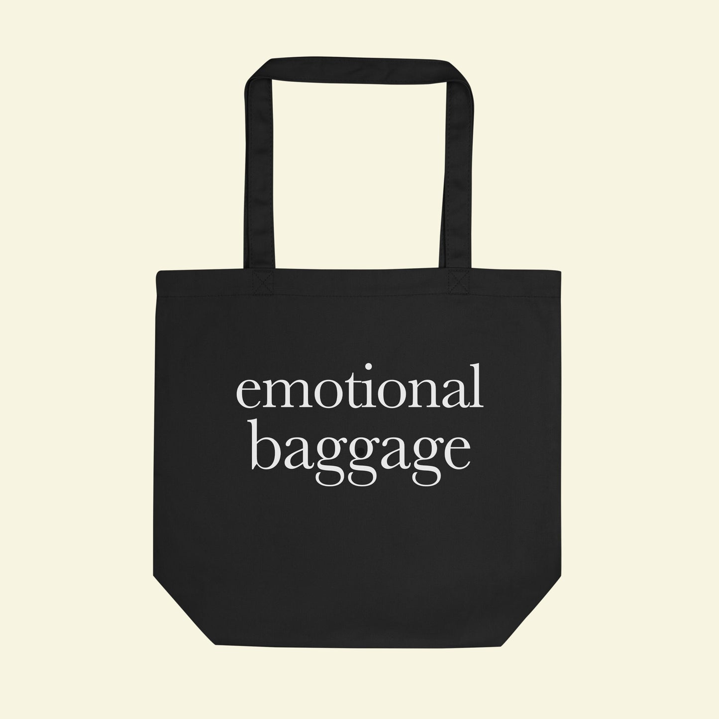 Emotional Baggage Tote Bag Black(Square) Dreamer Store baggage beige big black dreamer store dreamerstore dreamerstorenet earth emotional damage funny instagram large tote bag